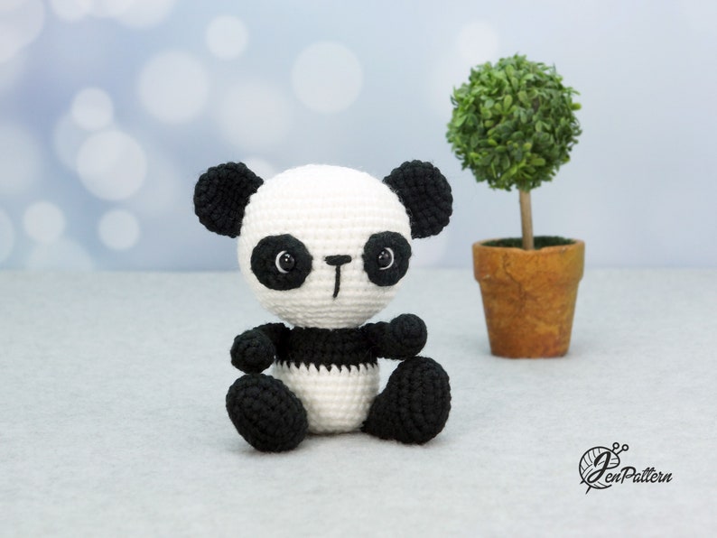 Panda bear crochet PATTERN, Easy amigurumi panda stuffed animal tutorial for beginners. PDF file English image 6
