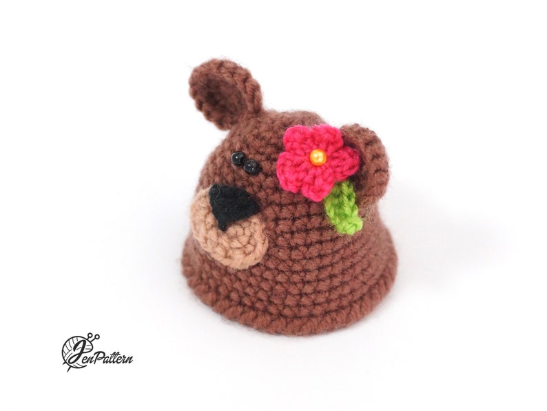 Bear egg warmer crochet PATTERN, Easter decoration, DIY egg cozy, kitchen decor tutorial. PDF file English image 8