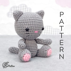 Little Kitty cat crochet PATTERN, DIY amigurumi cat stuffed animal tutorial, Amigurumi for beginners. PDF file (English)