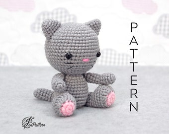 Little Kitty cat crochet PATTERN, DIY amigurumi cat stuffed animal tutorial, Amigurumi for beginners. PDF file (English)