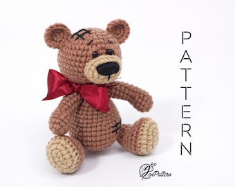 Teddy Bear crochet PATTERN, DIY amigurumi bear stuffed animal tutorial. PDF file (English)