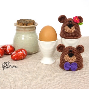 Bear egg warmer crochet PATTERN, Easter decoration, DIY egg cozy, kitchen decor tutorial. PDF file English image 10