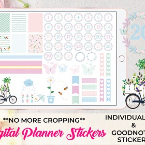 April Spring Digital Planner Stickers for GoodNotes Planner Journal iPad Pro 2023 - April Daily Monthly Stickers - PNG Transparent