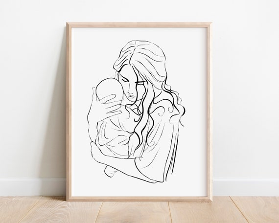 Mother and Baby 8x10 Digital Printable Baby Shower Gift | Etsy