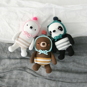 crochet pattern-My pom pom bears(PDF/ENG)
