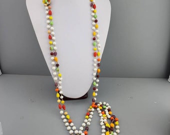 Amazing 1960s Long Art Glass double strand necklace - MOD 60S