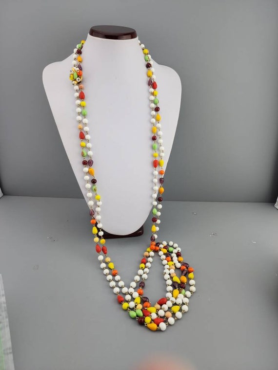 Amazing 1960s Long Art Glass double strand necklac