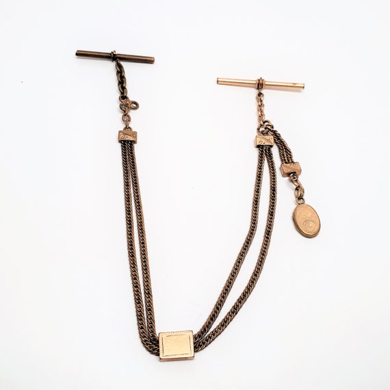 Antique Edwardian Gold Wash Watch Fob with Locket