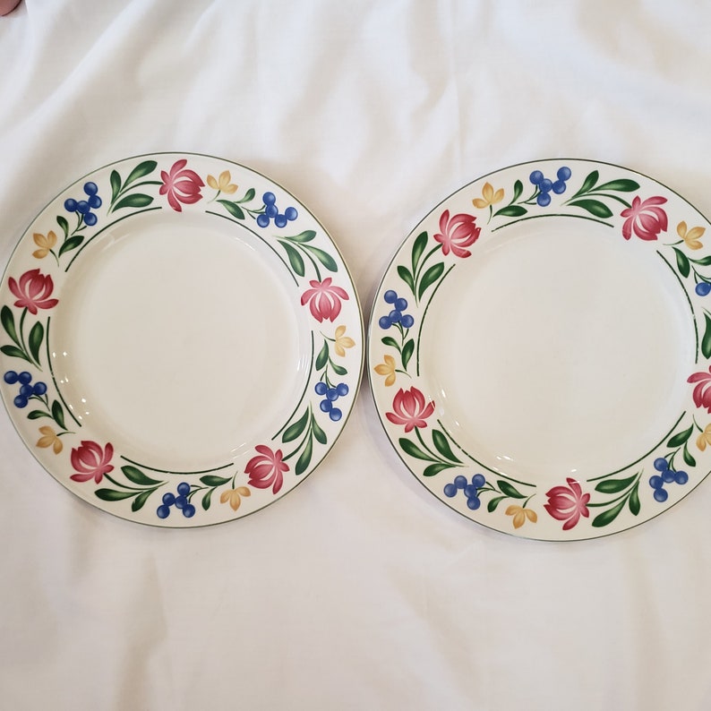 Farberware Dorchester 388 10.5\u201d Dinner Plates Pink Yellow Flowers