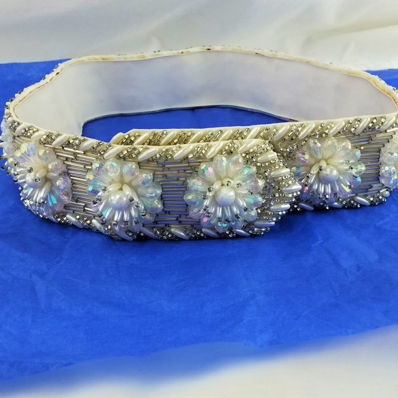 Vintage Crystal and Rhinestone Leather Belt Motif, Jewelry, Headband,Rhinestone Flexible, Rhinestone,Rhinestone Trims image 4