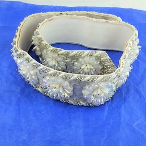 Vintage Crystal and Rhinestone Leather Belt Motif, Jewelry, Headband,Rhinestone Flexible, Rhinestone,Rhinestone Trims image 1