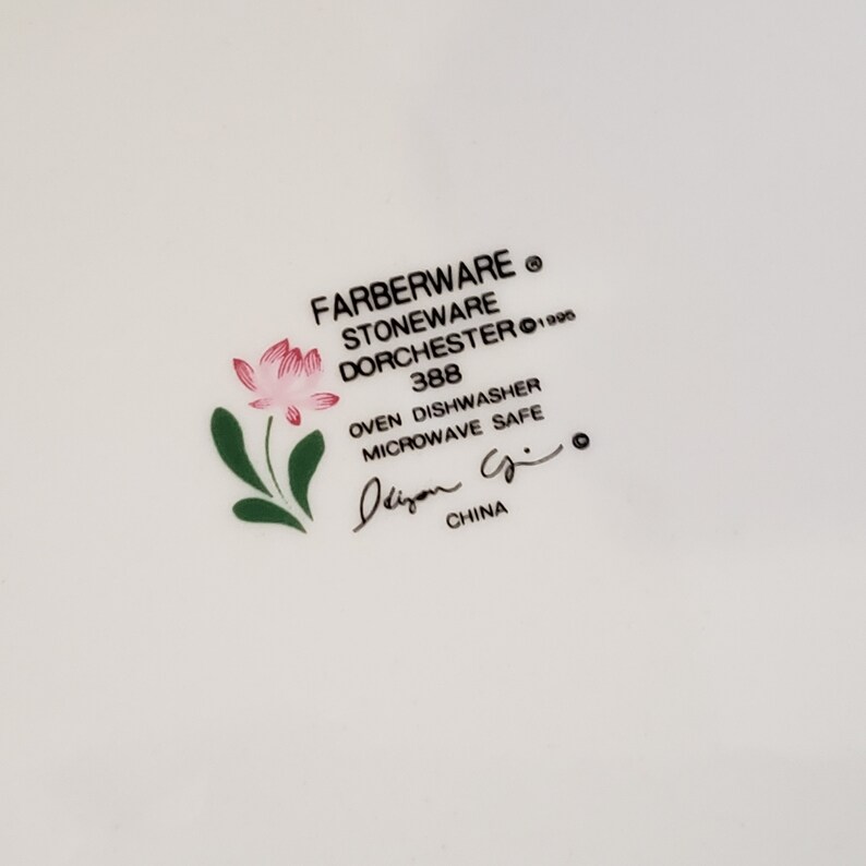 Farberware Dorchester 388 10.5\u201d Dinner Plates Pink Yellow Flowers