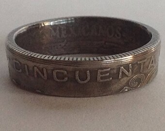 Mexican Cinquenta Centavos Coin Ring........ Size 10