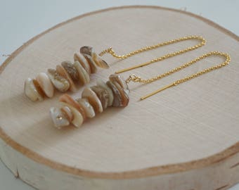 Mother of Pearl Shell Gold Fill Thread Earrings