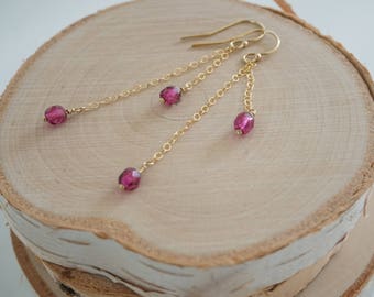 Pink Flare Czech Beads Gold-Filled Earrings