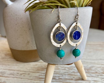 Lapis Lazuli and Turquoise dangling earring