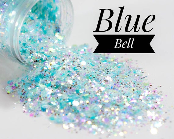 Iridescent Glitter//blue Bell//pale Blue Chunky Mix//metallic//solvent  Resistant//tumbler Glitter//nail Art Glitter//bulk Glitter 