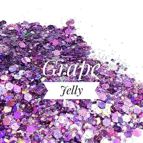 Holographic Chunky Mix Glitter//Grape Jelly//Purple Glitter Mix//Solvent Resistant//Tumbler Glitter//Nail Art//Loose Bulk Glitter