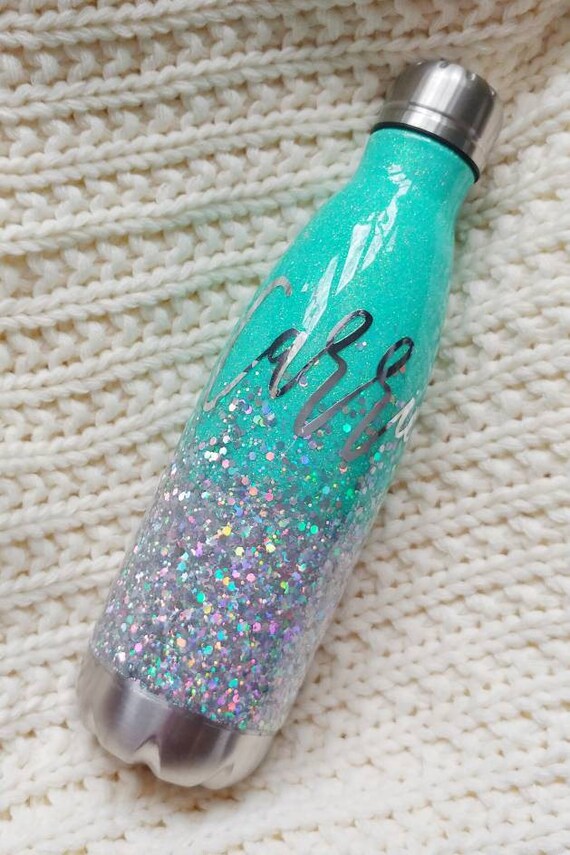Glitter Water Bottle//Stainless Steel Water Bottle//Glitter Etsy