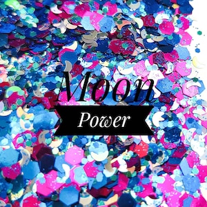Chunky Glitter Mix//Moon Power//Metallic Blue Pink Glitter//Solvent Resistant//Tumbler Glitter//Nail Glitter//Body Glitter//Bulk Glitter