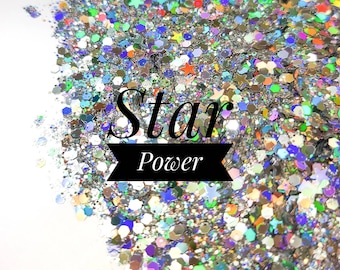 Silver Glitter Mix//Star Power//Solvent Resistant//Mixed Glitter//Tumbler Glitter//Nail Glitter//Holographic Glitter//Bulk Glitter
