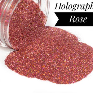 Holographic Rose Gold Glitter//Holo Glitter//Ultra Fine//Solvent Resistant//Tumbler Glitter//Nail Art Glitter//Festival Makeup//Bulk Glitter image 2