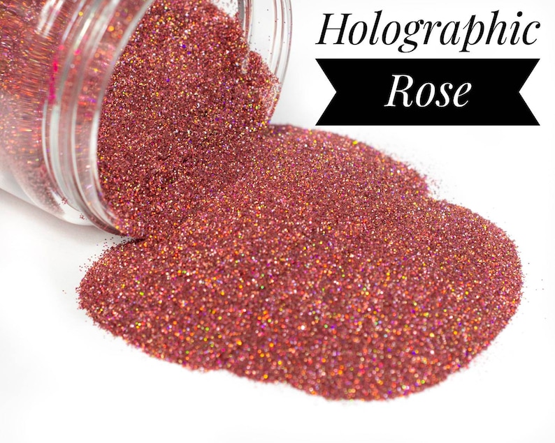 Holographic Rose Gold Glitter//Holo Glitter//Ultra Fine//Solvent Resistant//Tumbler Glitter//Nail Art Glitter//Festival Makeup//Bulk Glitter image 2