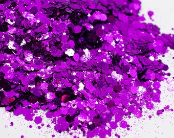 Chunky Grape//Metallic Chunky Glitter Mix//Purple Glitter//Solvent Resistant//Tumbler Glitter//Nail Glitter//Body Glitter