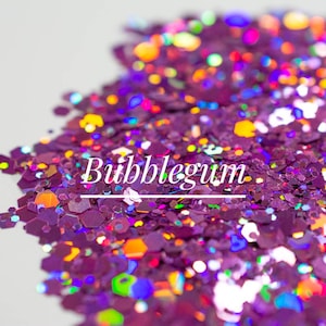 Holographic Glitter//Bubblegum//Lavender Purple Chunky Mix//Solvent Resistant//Tumbler Glitter//Nail Art Glitter//Bulk Glitter