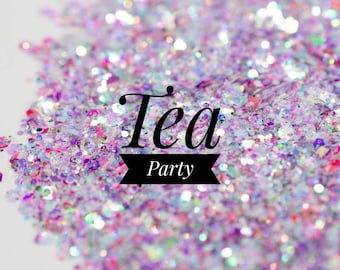 Iridescent Chunky Mix Glitter//Tea Party//Aqua Pink Purple Glitter Mix//Solvent Resistant//Tumbler Glitter//Nail Art//Loose Bulk Glitter