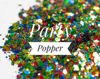 Metallic Rainbow Glitter//Party Popper//Chunky Mix//Solvent Resistant//Tumbler Glitter//Nail Art Glitter//Primary Colors//Bulk Glitter