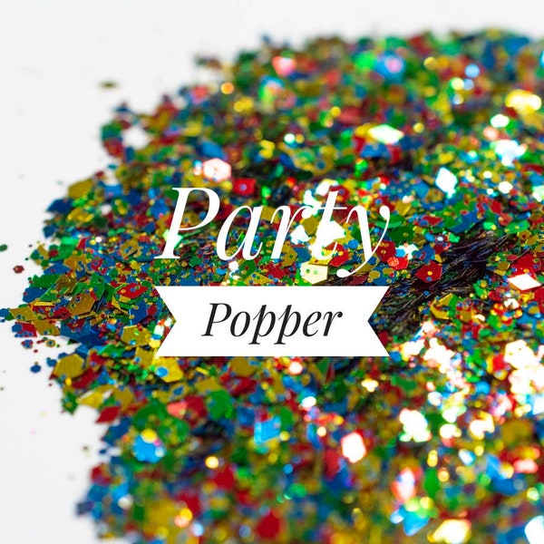 Metallic Rainbow Glitter//Party Popper//Chunky Mix//Solvent Resistant//Tumbler Glitter//Nail Art Glitter//Primary Colors//Bulk Glitter