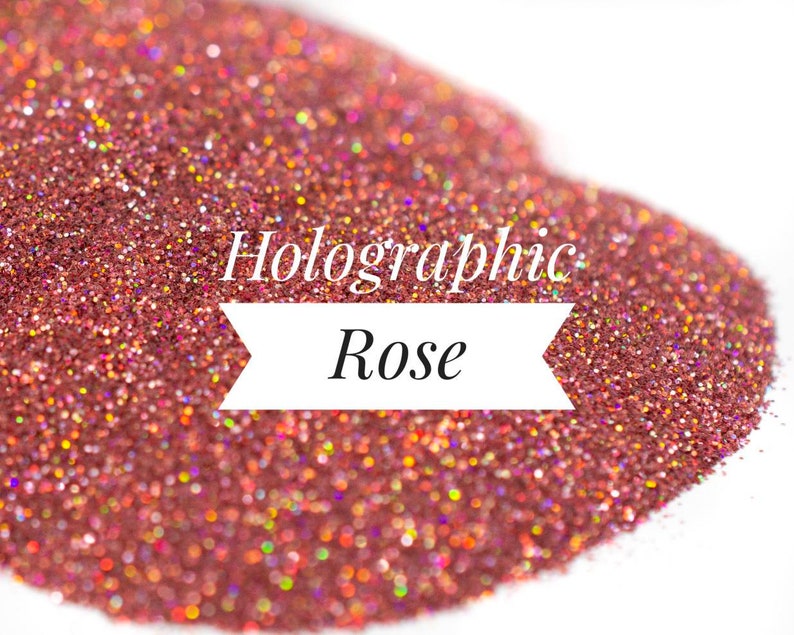 Holographic Rose Gold Glitter//Holo Glitter//Ultra Fine//Solvent Resistant//Tumbler Glitter//Nail Art Glitter//Festival Makeup//Bulk Glitter image 1