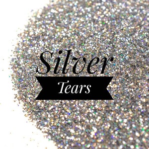 Metallic Silver Glitter//Silver Tears//Fine .01 Hex//Holographic Silver//Solvent Resistant//Tumbler Glitter//Nail Glitter//Bulk Glitter