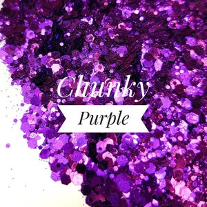 Chunky Glitter Mix//Chunky Purple//Metallic Purple Glitter Mix//Solvent Resistant//Tumbler Glitter//Nail Art//Loose Bulk Glitter