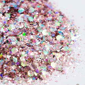 Stardust//Chunky Glitter Mix//Iridescent Pink Glitter Mix//Solvent Resistant//Tumbler Glitter//Nail Glitter//Body Glitter