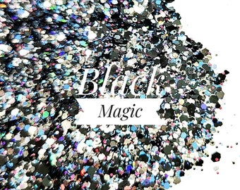 Cosmetic Grade Glitter//Black Magic//Fine Glitter Mix//Solvent Resistant//Makeup Glitter//Nail Glitter//Body Glitter//Lip Gloss Glitter