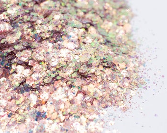 Rose Water//Chunky Glitter Mix//Iridescent Pink Glitter Mix//Solvent Resistant//Tumbler Glitter//Nail Glitter//Body Glitter