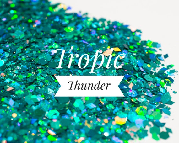 Metallic Green Glitter//tropic Thunder//chunky Glitter Mix//teal Glitter//solvent  Resistant//tumbler Glitter//nail Art Glitter//bulk Glitter 