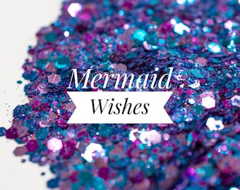 Metallic Multicolor Glitter//Mermaid Wishes//Purple Blue Chunky Mix//Solvent Resistant//Tumbler Glitter//Nail Art Glitter//Bulk Glitter