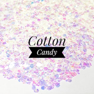 White Chunky Mix Glitter//Cotton Candy//Iridescent Mixed Glitter//Solvent Resistant//Tumbler Glitter//Nail Art Glitter//Festival Makeup