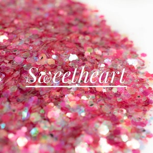 Sweetheart//Iridescent Glitter//Chunky Mix//Pink Red Glitter//Solvent Resistant//Tumbler Glitter//Nail Glitter//Body Glitter