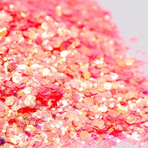 Starburst//Iridescent Chunky Glitter Mix//Neon Orange Glitter//Solvent Resistant//Tumbler Glitter//Nail Glitter//Body Glitter