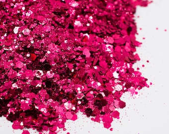 Miss Scarlett//Metallic Chunky Glitter Mix//Pink Glitter//Solvent Resistant//Tumbler Glitter//Nail Glitter//Body Glitter