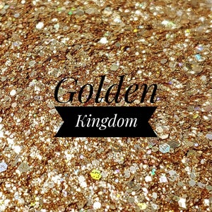 Gold Chunky Glitter Mix//Golden Kingdom//Solvent Resistant//Mixed Glitter//Tumbler Glitter//Nail Art Glitter//Holographic//Festival/Cosmetic