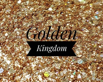 Gold Chunky Glitter Mix//Golden Kingdom//Solvent Resistant//Mixed Glitter//Tumbler Glitter//Nail Art Glitter//Holographic//Festival/Cosmetic