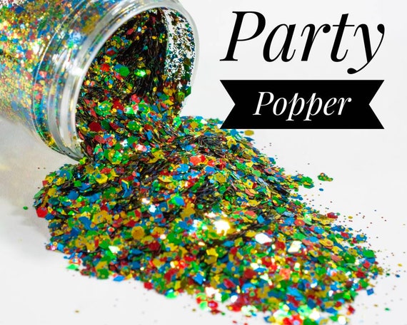 Metallic Rainbow Glitter//party Popper//chunky Mix//solvent  Resistant//tumbler Glitter//nail Art Glitter//primary Colors//bulk Glitter  