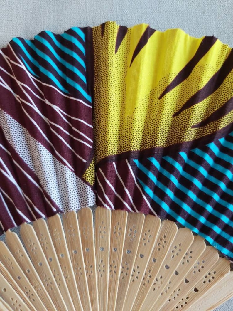 Unique Handmade Handheld Synthetic Ankara Fabric Fan