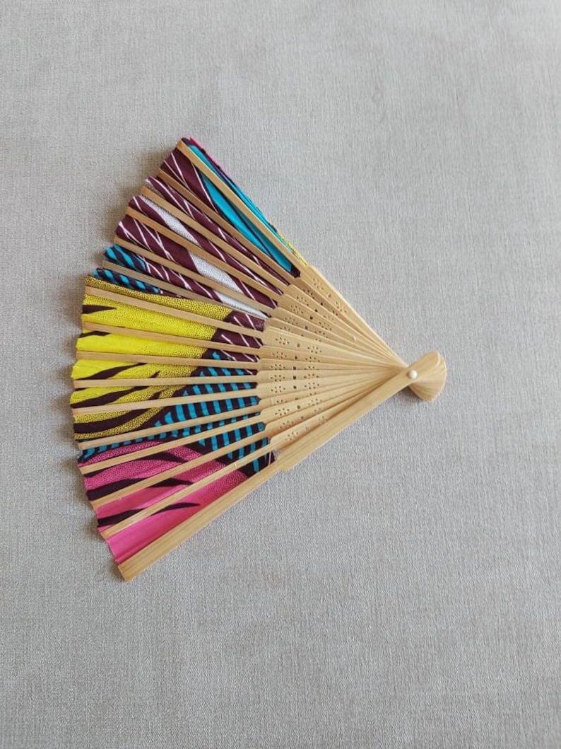 Unique Handmade Handheld Synthetic Ankara Fabric Fan