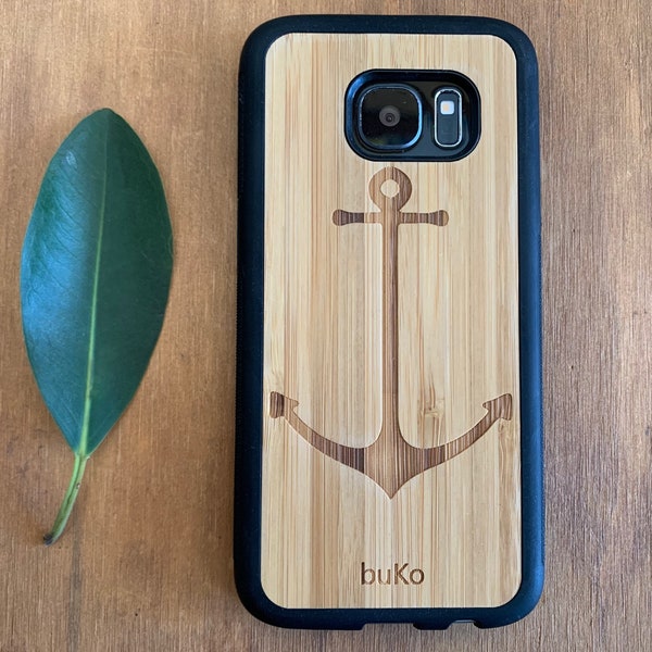 Wooden Samsung Galaxy S7 and S7 Edge Cases/Covers with Anchor Engraving